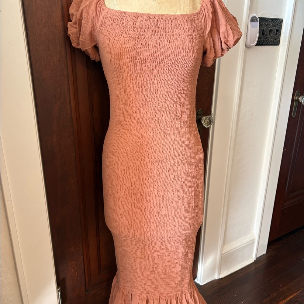 Baltic Born Alana Smocked Midi Dress | Mocha Midi Dress Maternity Dress